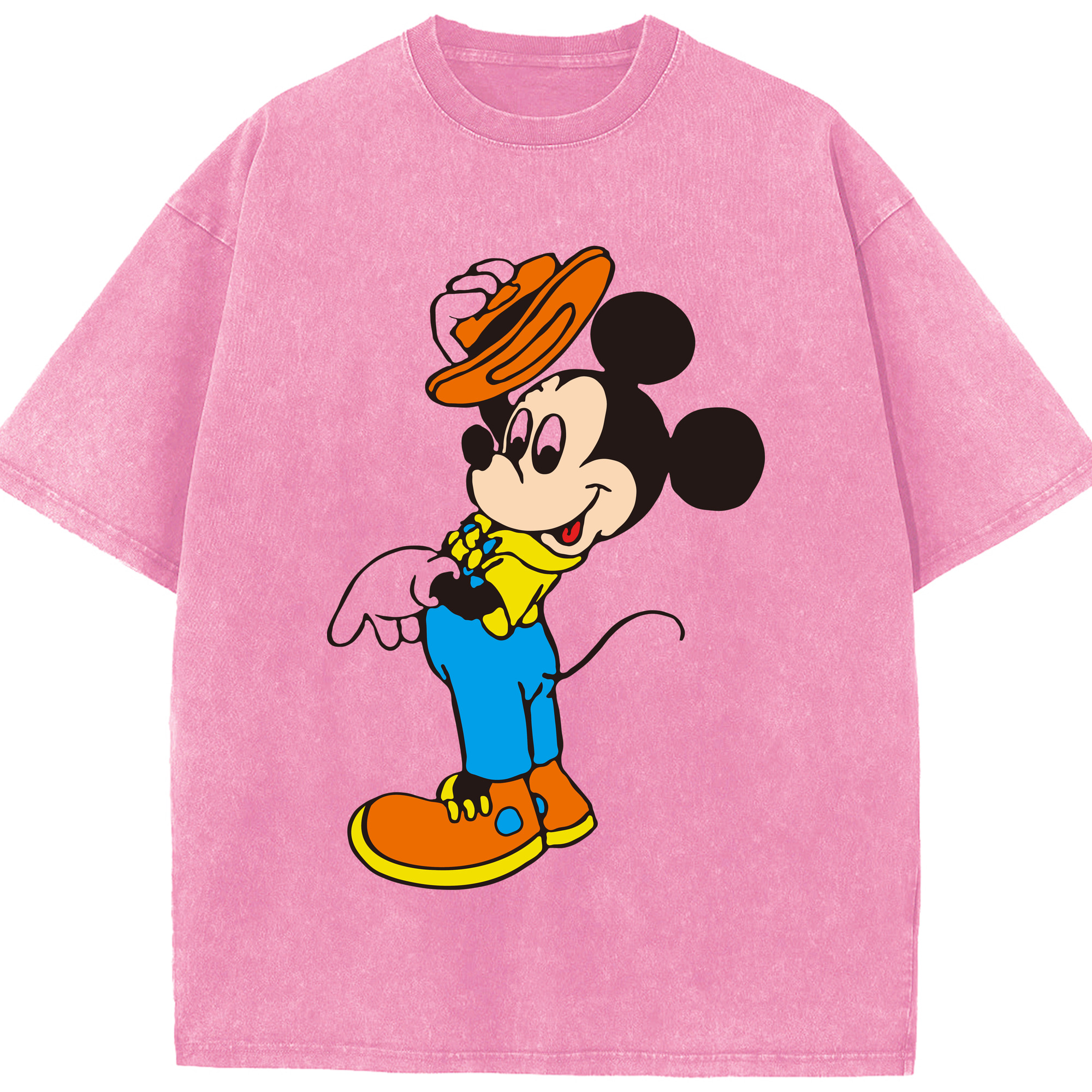 （画像用） ミッキーマウス Mickey Mouse 綿100% ヴィンテージ風 半袖Tシャツ（フロントプリント）